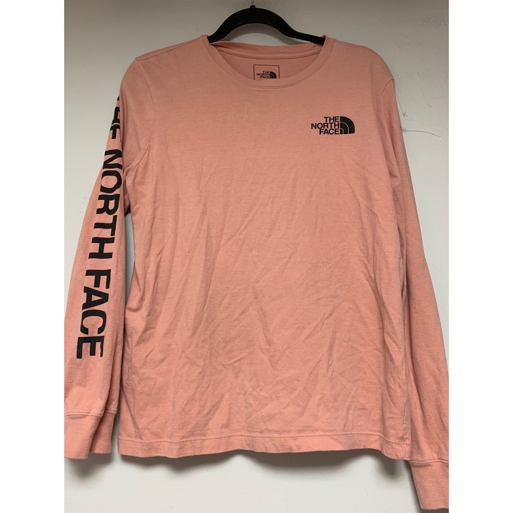 The North Face Long Sleeve Shirt Womens Medium Coral Pink Excellent Logo Graphic
